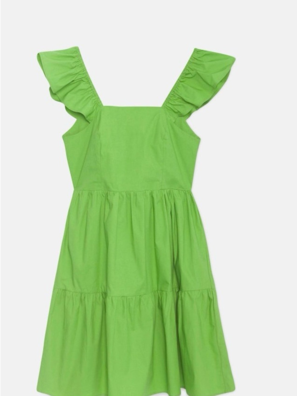 Square-Neck Ruffle Strap Lime Mini Dress - Picture 3 of 6